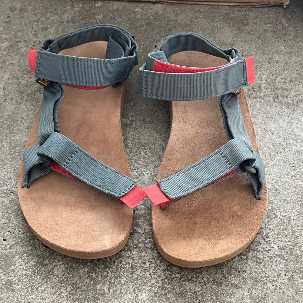 Teva Gray and Red Sandals